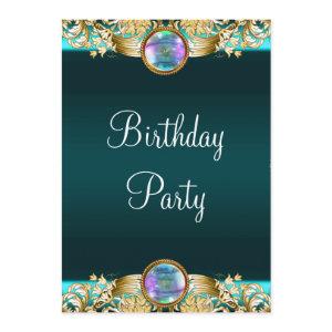 Gold Teal Blue Womans Birthday Party