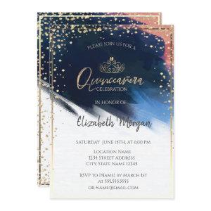 Gold Tiara,Confetti,Watercolor Brush Stroke