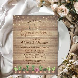 Gold Tiara,String Lights Cactus Wood Quinceañera
