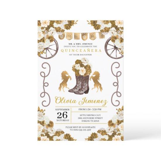 Gold Western Mariachi Charro Boots Quinceañera