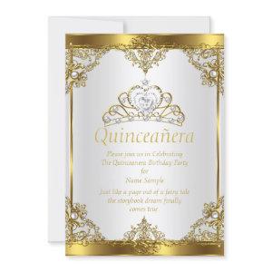 Gold White Pearl Princess Quinceanera Party