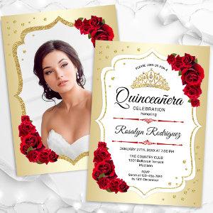 Gold White Red Photo Quinceanera