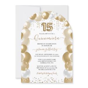 Gold White Sparkle Quinceañera Balloon Photo