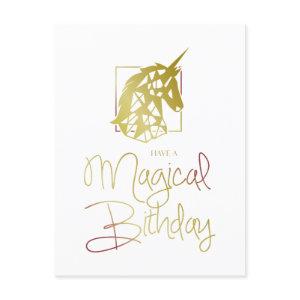 Golden and Red Unicorn for Magical Birthday  Postcard
