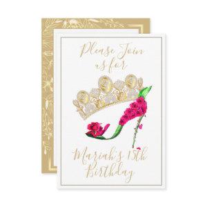 Golden Crown, Floral Fairy High Heel Shoe