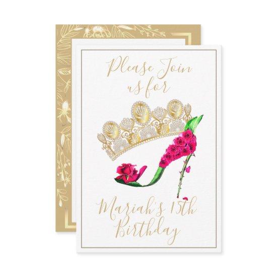 Golden Crown, Floral Fairy High Heel Shoe