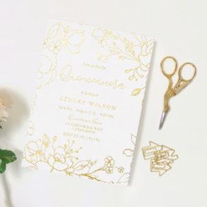 Golden Elegant White Modern Quinceanera Real Gold Foil