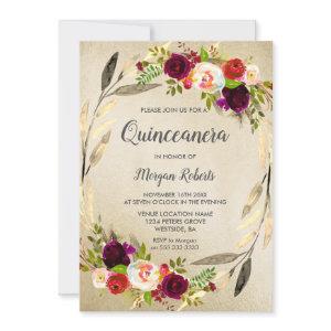 Golden Floral Wreath Quinceanera