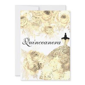 Golden Flowers Elegant Dress Quinceanera Party
