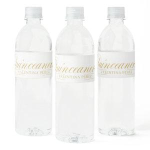 Golden Quince with Name for Quineanera Water Bottle Label