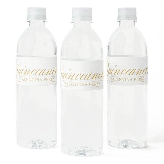 Golden Quince with Name for Quineanera Water Bottle Label