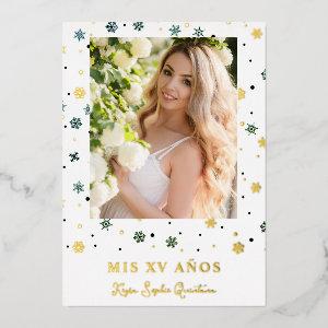 Golden Snowflake Quinceañera Spanish Whimsical  Foil