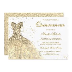 Golden Sparkle Glitter Dress Quinceanera Party