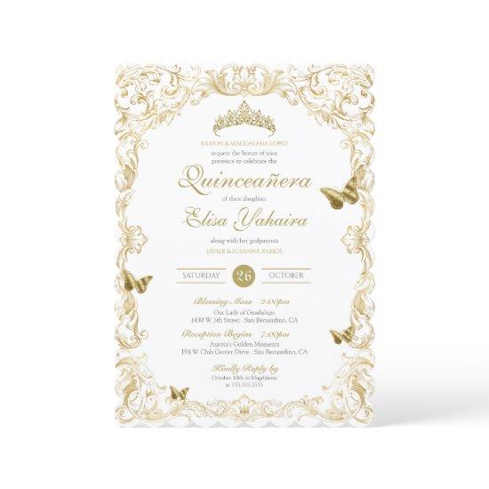 Golden White Elegant Baroque Regal Quinceanera