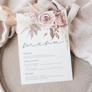 Gorgeous Blush Floral Wedding Menu