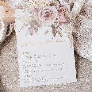 Gorgeous Blush Floral Wedding Rose Gold Foil Menu Foil