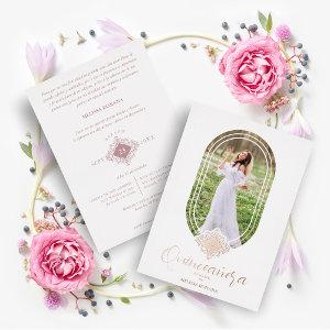 Gorgeous Real Oval Rose Golden Spanish Quinceañera Foil