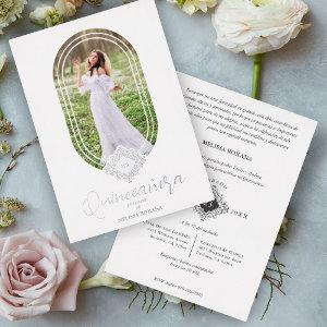 Gorgeous Real Oval Silver Spanish Quinceañera Foil