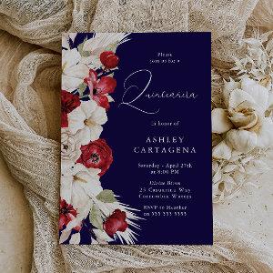 Gorgeous Red, White & Blue Floral Quinceanera