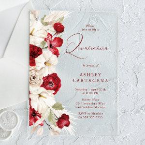 Gorgeous Red & White Floral Quinceanera Acrylic