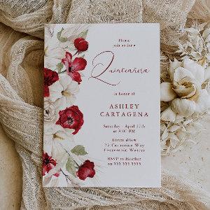 Gorgeous Red & White Floral Quinceanera