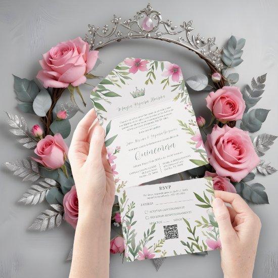 Gorgeous Romantic Pink & Green Princess Tiara All In One