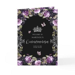 Goth Floral Quinceanera Princess Padrinos Event Program