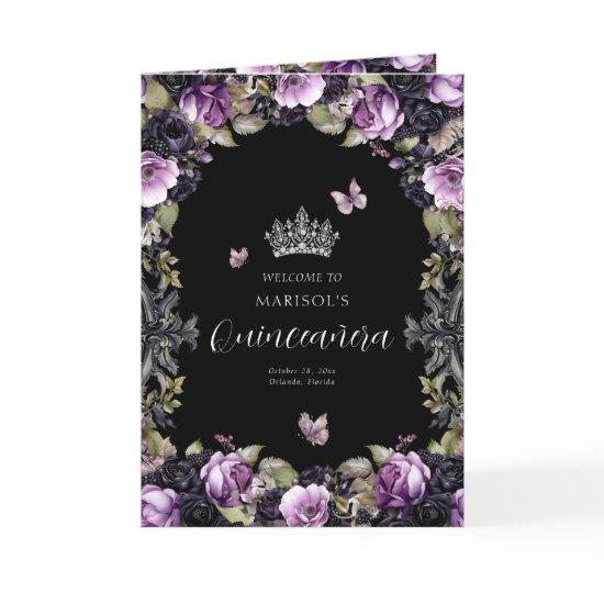 Goth Floral Quinceanera Princess Padrinos Event Program