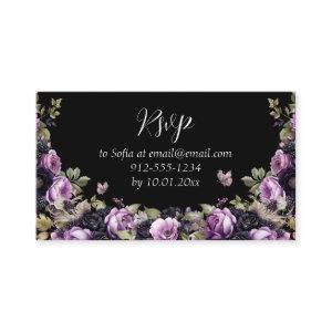 Goth Purple & Black Moody Florals Quinceañera  Enclosure Card