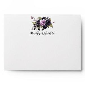 Goth Purple & Black Moody Florals Quinceañera  Envelope