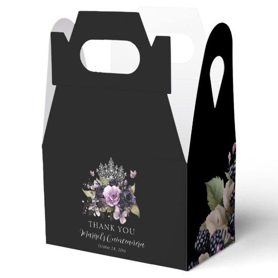 Goth Purple & Black Moody Florals Quinceañera  Favor Boxes