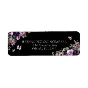 Goth Purple & Black Moody Florals Quinceañera  Label