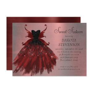 Gothic Fairy Crimson Gown | Deep Radiant Red Sheen