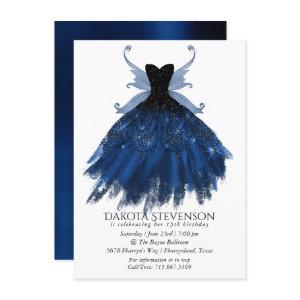 Gothic Fairy Navy Gown | Deep Cobalt Blue Sheen