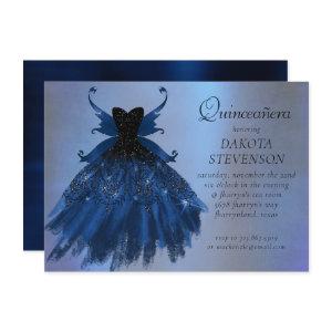 Gothic Fairy Navy Gown | Deep Cobalt Blue Sheen