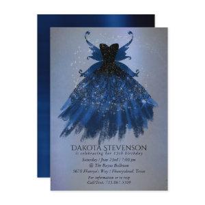 Gothic Fairy Navy Gown | Deep Cobalt Blue Sheen