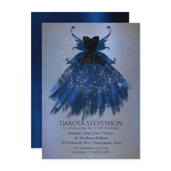 Gothic Fairy Navy Gown | Deep Cobalt Blue Sheen