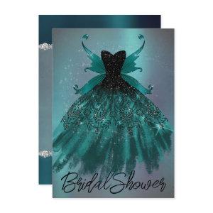 Gothic Fairy Teal Gown | Deep Midnight Green Sheen