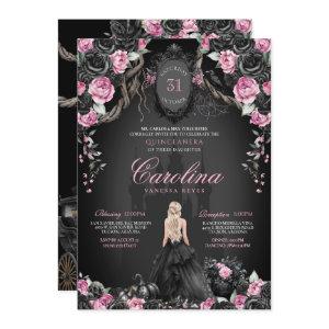 Gothic Halloween Black Pink Princess Quinceanera