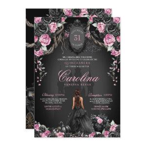 Gothic Halloween Black Rose & Pink Quinceañera