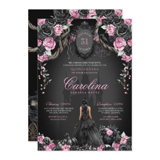 Gothic Halloween Black Rose Princess Quinceañera