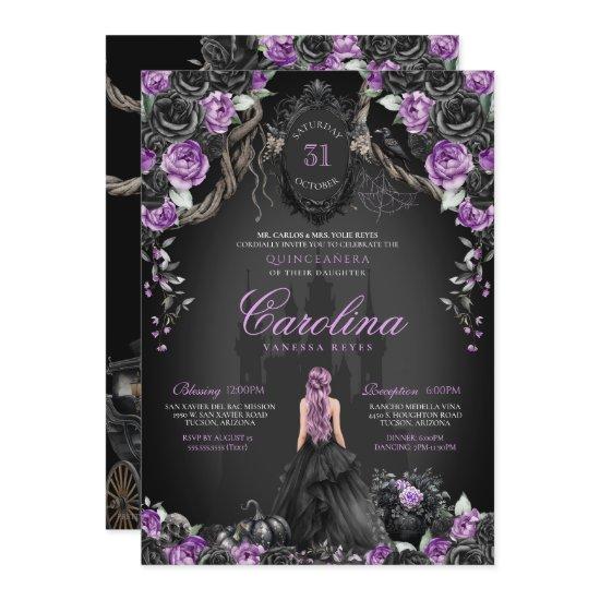 Gothic Halloween Purple Black Princess Quinceanera