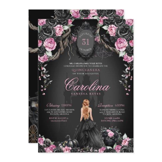 Gothic Princess Halloween Pink Black Quinceanera