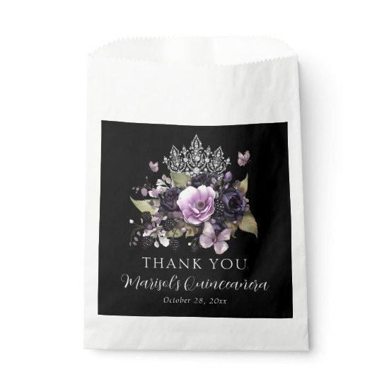Gothic Purple & Black Moody Florals Quinceañera Favor Bag