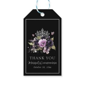 Gothic Purple & Black Moody Florals Quinceañera Gift Tags