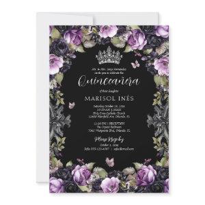 Gothic Purple & Black Moody Florals Quinceañera