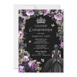 Gothic Purple & Black Moody Florals Quinceañera