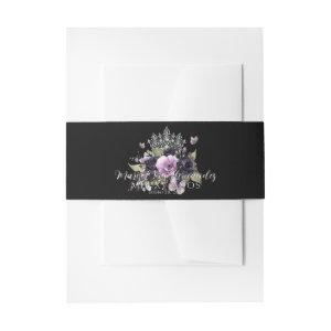 Gothic Purple & Black Moody Florals Quinceañera  Belly Band