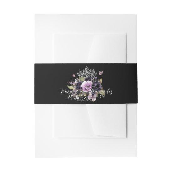 Gothic Purple & Black Moody Florals Quinceañera  Belly Band