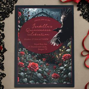 Gothic Quinceanera Dark Red Rose Garden & Raven
